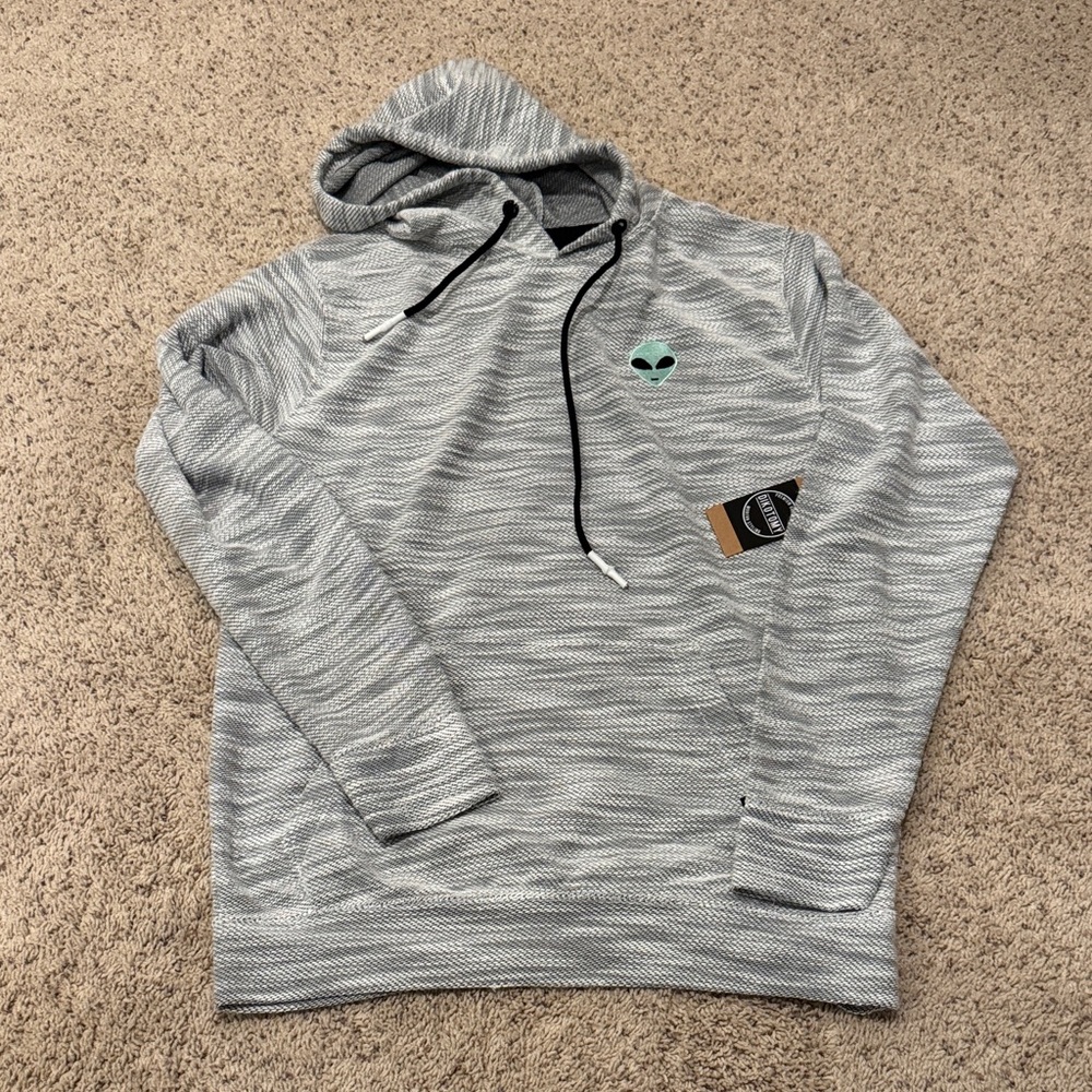 Men's Gray Hoodie with Alien Emblem